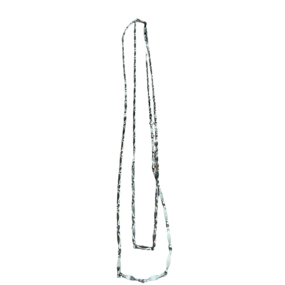 Vintage Silver Tone Necklace Twist Link Fashion 26"